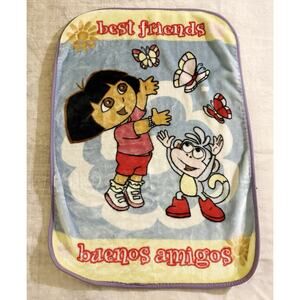 Vtg Y2K Nick Jr Dora The Explorer Fleece Plush Blanket Boots Best Friends